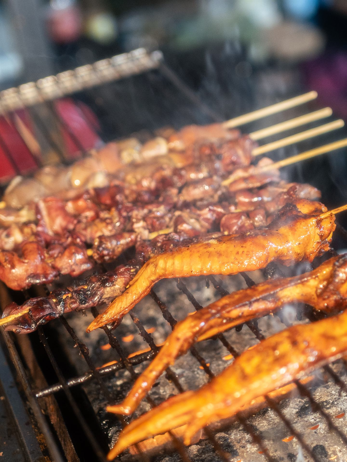 Freshly grilled food at a night market stall
